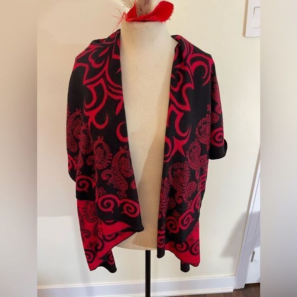 REVERSIBLEΒ poncho vest for women ||βNEW || Womanβs sleeveless cardigan || NEW - Picture 9 of 12